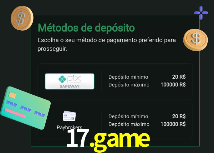 O cassino 17.game oferece uma grande variedade de métodos de pagamento